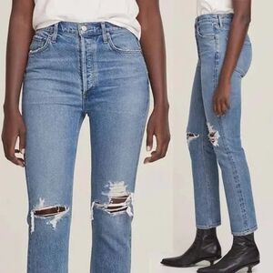 Anthropologie Agolde Whiplash Riley Straight Button Fly 23 Organic Cotton